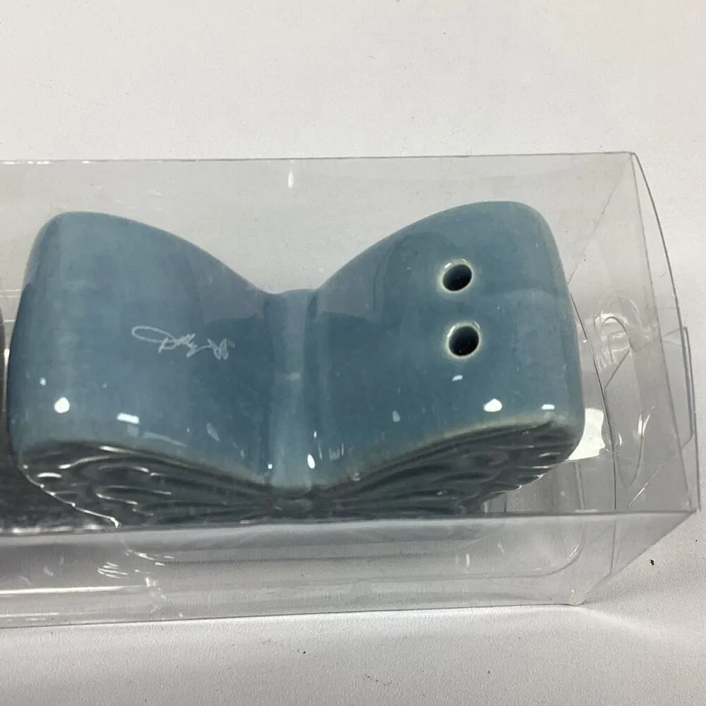 Dolly Parton Butterfly Salt Pepper Shaker Set Blue Ceramic New DG Retired